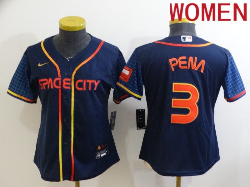 Women Houston Astros #3 Pena Blue City Edition Game Nike 2022 MLB Jersey->women mlb jersey->Women Jersey